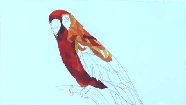 Как нарисовать попугая гуашевыми красками. Смешивание гуашевых красок| Art School смотреть онлайн