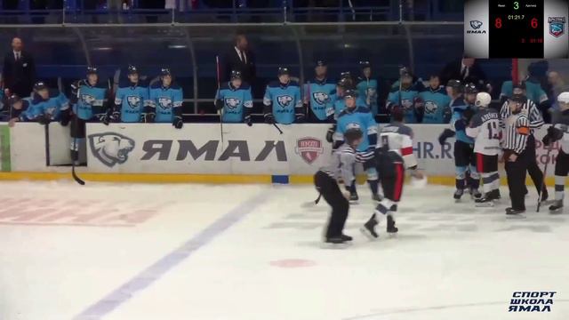Арктическое  дерби ХК "Ямал" - ХК "Арктика" Драка Хотулев машина!!!