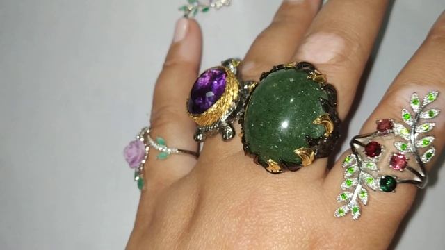 Серебряные украшения с натуральными Изумрудами, Авантюрином, Аметистом и Турмалинами - 07.12.2019