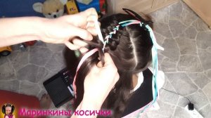 Прическа для девочки две нарядные косички с лентами ? | Прическа на выпускной в детском саду