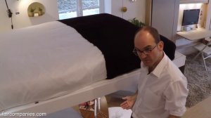 Adaptive space-saving bed snaps into ceiling when not needed