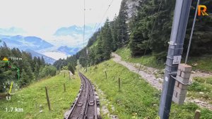 !!! Уклон 39%, вид машиниста поезда, со знаменитой зубчатой железной дороги Пилатус, 4К_60fps.