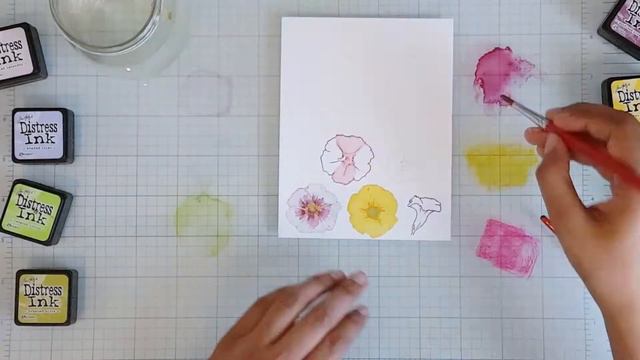 Watercoloured & Stamped Petunias Card Tutorial смотреть онлайн