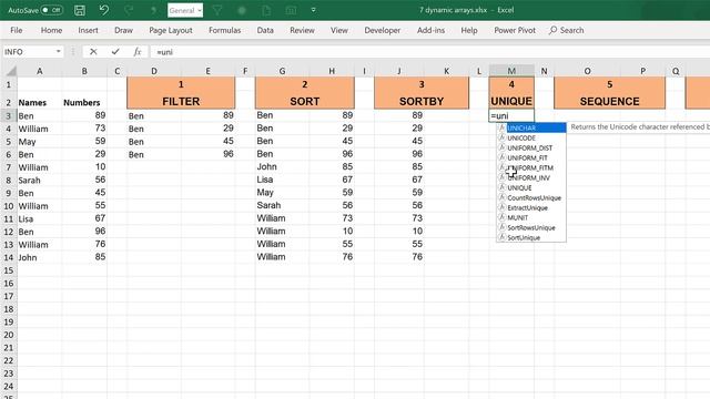 What are excels 7 new dynamic array formulas