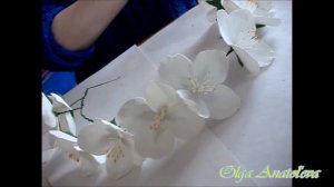 Фоамиран (ревелюр). Сборка веночка из цветков Жасмина. Assembling wreaths of jasmine flowers.