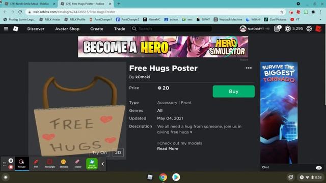 ROBLOX Noob Smile Mask & Free Hugs Poster! смотреть онлайн