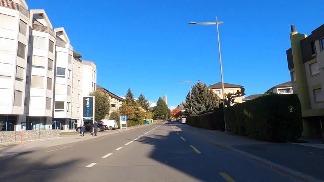 Downtown Sion, Scenic drive in Switzerland смотреть онлайн
