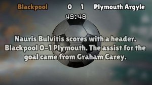 Blackpool v Plymouth Argyle (Sat 27 August 2016 Match Summary)