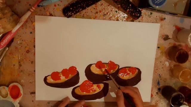 Рисуем вкусные баклажаны с помидорками🍆🍅 смотреть онлайн