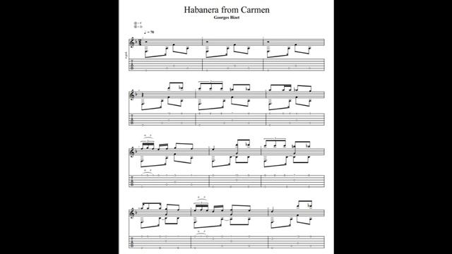 Georges Bizet: Habanera from Carmen with tablature/sheet music for solo fingerstyle guitar смотреть онлайн