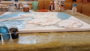 Цветы из гипса своими руками. Интерьерная картина.