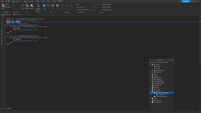 Как сделать так что бы игрок бегал в Roblox Studio