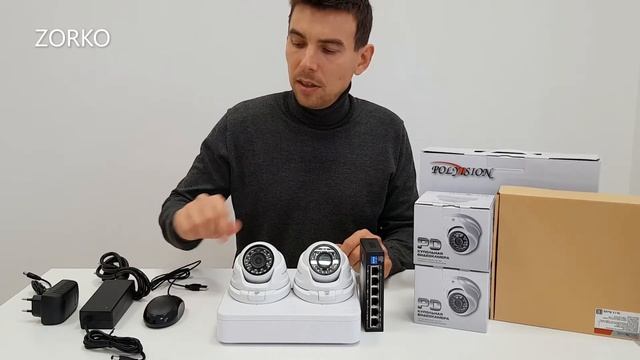 Обзор IP-комплекта 5 мегапикселей на 2 камеры системы видеонаблюдения ZORKO смотреть онлайн