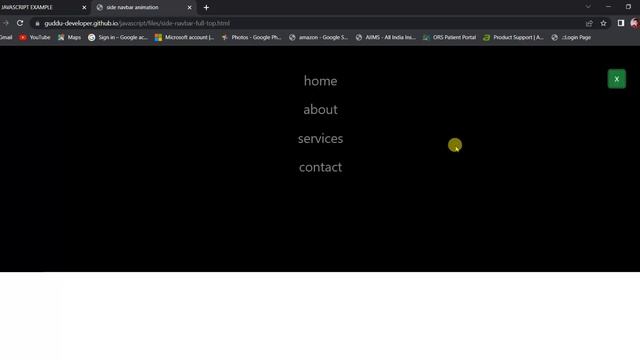 FULL PAGE TOP NAVBAR MENU IN JAVASCRIPT