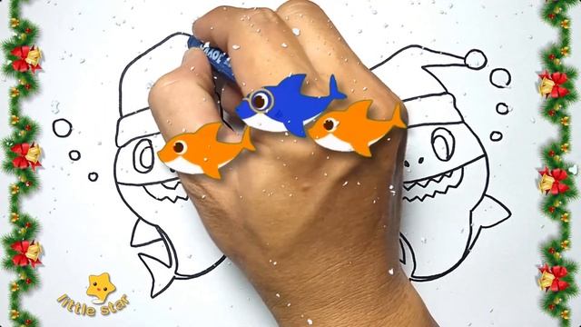 SANTA SHARK ? Baby Shark drawing song ? How to draw Cute Baby Shark ? Christmas drawing смотреть онлайн