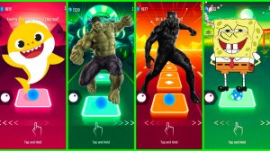 Baby Shark VS Hulk VS Black Panther VS SpongeBob Coffin Dance EDM Rush Tiles Hop