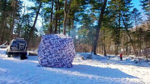 Обзор зимней палатки КУБ -20 на улице.