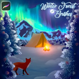 Набор кистей для зимнего леса для Procreate