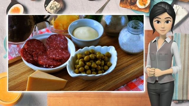 Салат с чипсами и копченой колбасой