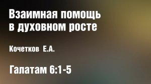 Взаимная помощь в духовном росте | Кочетков Е.А.