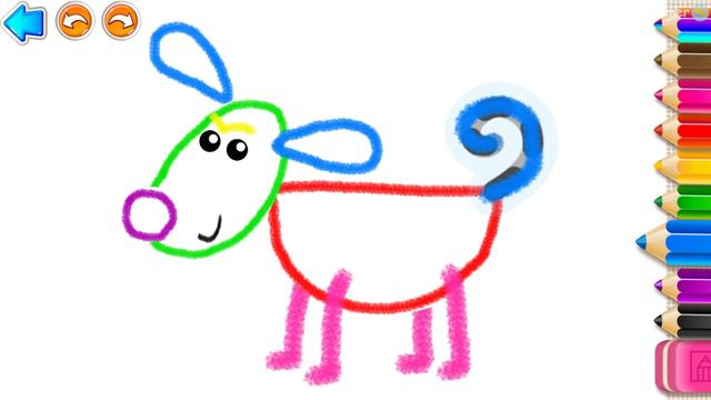 Учимся рисовать. Рисуем 🎨 домашних животных. Рисовалка для малышей. смотреть онлайн