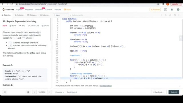 Leetcode 10 : Regular Expression Problems Solved in Java смотреть онлайн
