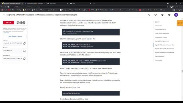 Migrating a Monolithic Website to Microservices on Google Kubernetes Engine | GSP699 | Qwiklab | GC смотреть онлайн