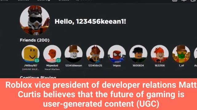 Roblox UGC User generated content