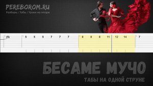 Бесаме Мучо на гитаре на одной струне (табы)