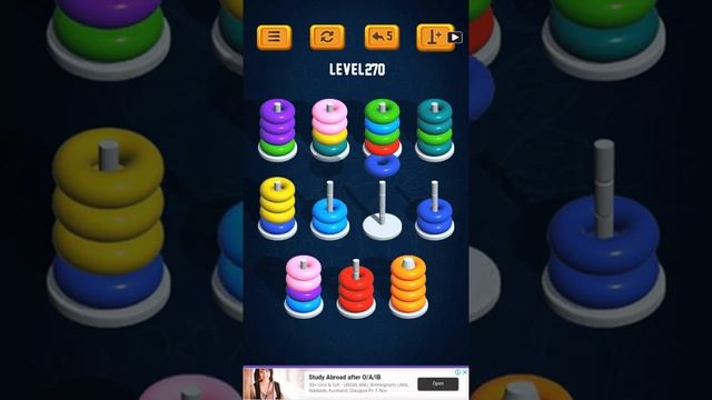 Hoop Sort Puzzle - Color Ring Stack Sorting Game Level 270 Solution