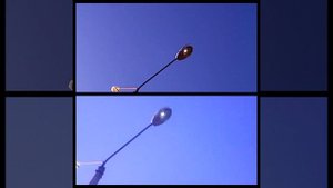 фонари загораются (съёмка с двух камер)