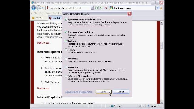 Clear Browser Cache Internet Explorer 8 & 9 смотреть онлайн