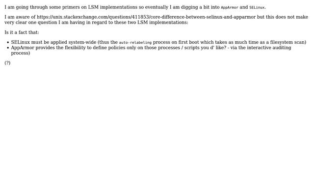 Unix & Linux: SELinux vs AppArmor applicability смотреть онлайн