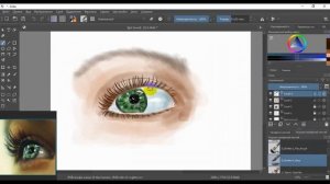 Рисую глаз на графическом планшете.