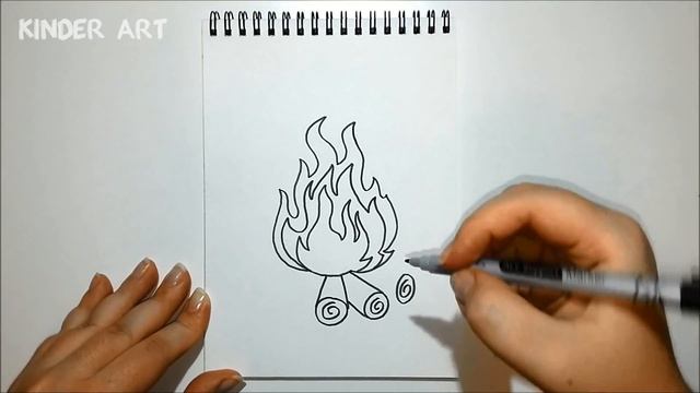Как нарисовать костер с дровами поэтапно| How To Draw a Campfire (Bonfire) Step by Step Easy смотреть онлайн