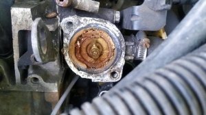 Я не мог даже подумать!Давит антифриз из пробки.Термостат в Пежо 405 2.0 SRI.