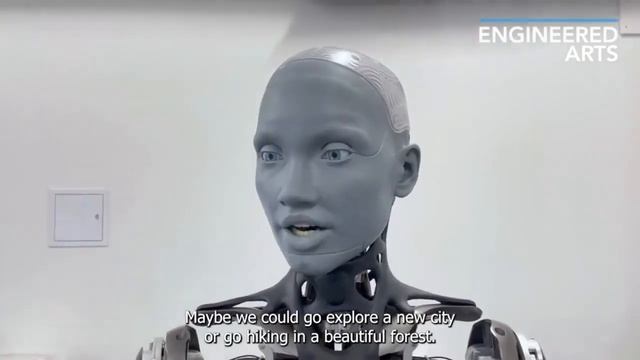 Ameca conversation using GPT 4 - Will robots take over the world? credit engineered arts