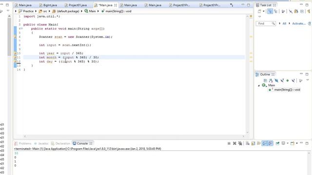 URI Online Judge Solutions in Java - Problem 1020