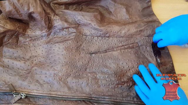 Покраска кожаной куртки Обновление и реставрация кожи одежды страус