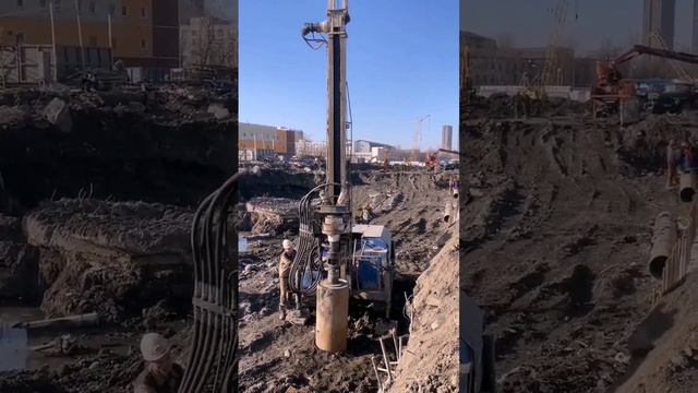 🚱 Разработка котлована строящегося здания. Бурение водопонизительных скважин 🚜