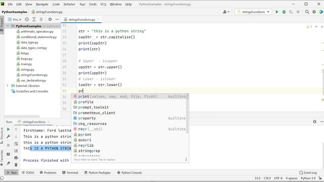String Built-In Functions | Learn using capitalize string, upper string, string formatting and etc.
