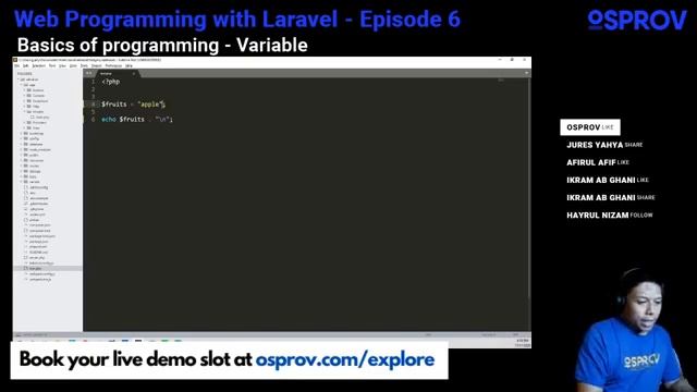 Coding with PHP Laravel EP6 - Variables