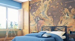 Географическая карта в интерьере