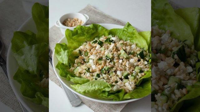 Салат из булгура с фетой и кедровыми орешками