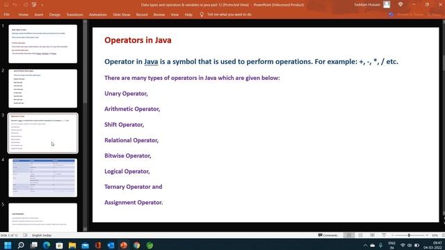 Data types in java // Operators in java // variables in java telugu //Easy Learning Channel
