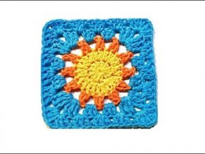 Вязание крючком - Мотив крючком "Солнце" для пледа - Просто и красиво