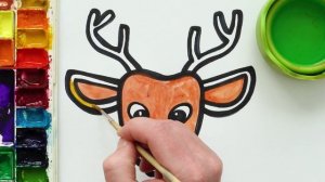Рисуем Рождественского оленя фломастерами. Рисование для детей