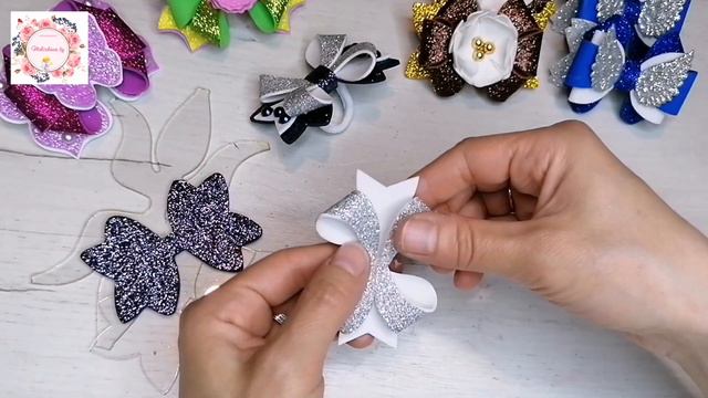 WOW - эффект. Один шаблон, а сколько много вариантов. Бантики из глитерного фоамирана. MK foamiran
