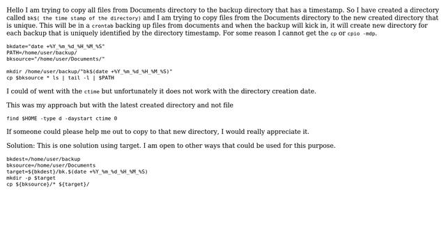Unix & Linux: How to copy files to the timestamp generated directory? смотреть онлайн