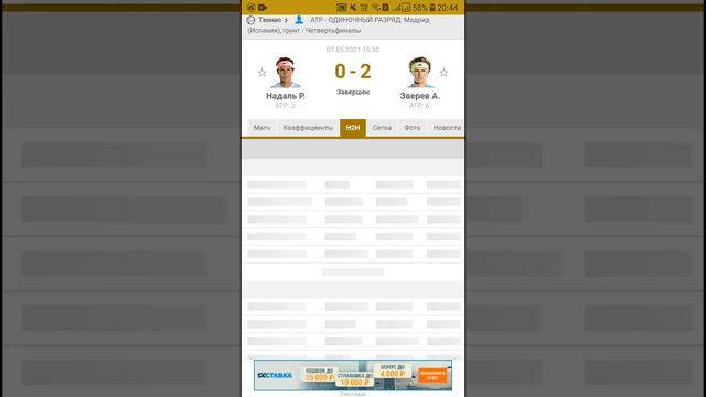 Атр Рим Синнер-Надаль. Прогноз на матч